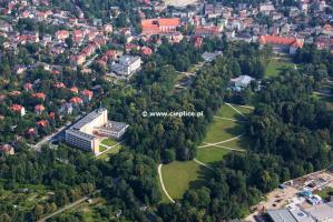 Park Zdrojowy w Cieplicach z lotu ptaka