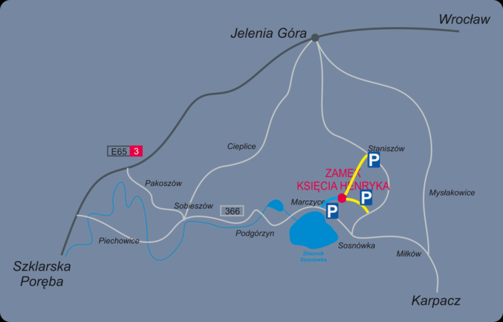 Mapa położenia zamku w regionie